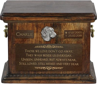 Persoonlijke urn voor Spaanse Mastiff met gravure en herdenkingsdoos