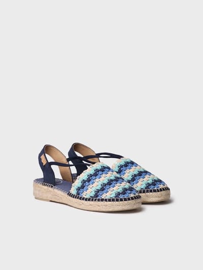 Platte espadrilles voor dames van veelkleurig haakwerk | EMILIA