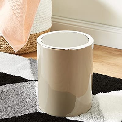 Cosmetische Prullenbak met Pedaal en Kantele Lid - 6 Liter - Badkamer Afvalemmer Taupe Grijs