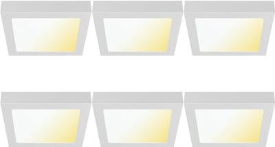 LED Downlight Opbouwspot 6 Stuks - Brinton Thin - 12W 1120lm 120° Bundelhoek - Aanpasbare Lichtkleur 3000K-4000K-6500K - IP40 - Vierkant - Wit - Ø170x170mm