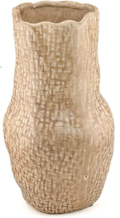 HomeBound by KY | Aardewerk vaas zand | 14x14x26cm | bloemenvaas keramiek off-white