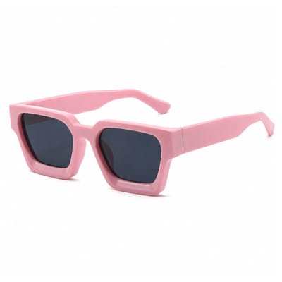 MoodLux Zonnebril Rosé - Unisex - Rechthoekig Montuur met Zwarte Glazen - Retro Festivalbril - UV400 Bescherming