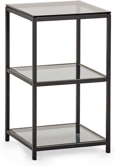 Hoge bijzettafel - Smal tafeltje - Woonkamer Decoratie - Trendy rookglas - 60 cm hoog - Gerookt glas