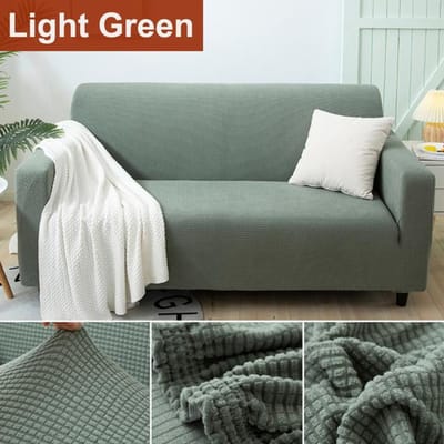 Bankhoes voor woonkamer dikke elastische fleece hoes voor bank, bank, fauteuil, 1/2/3/4 zits L-vormige hoekbankhoes 1 Seater 90-130cm lichtgroene kleur