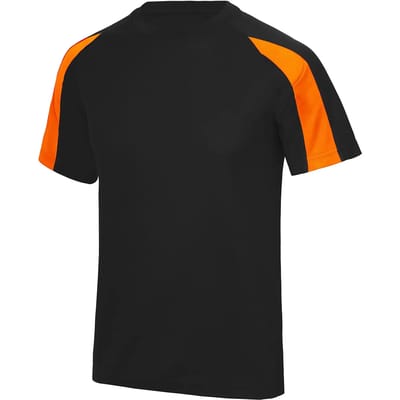 Just Cool Contrast Cool T JC003 - Jet Black/Electric Orange - M