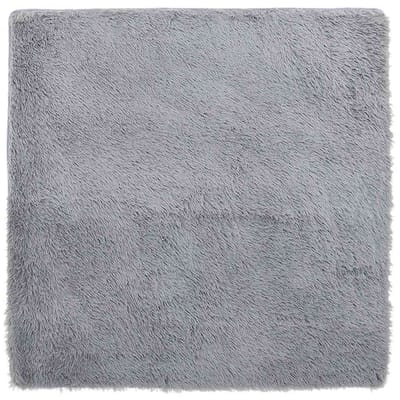 vidaXL - Hoogpolig - vloerkleed - NAVARRA - 120x120 - cm - polyester - lichtgrijs