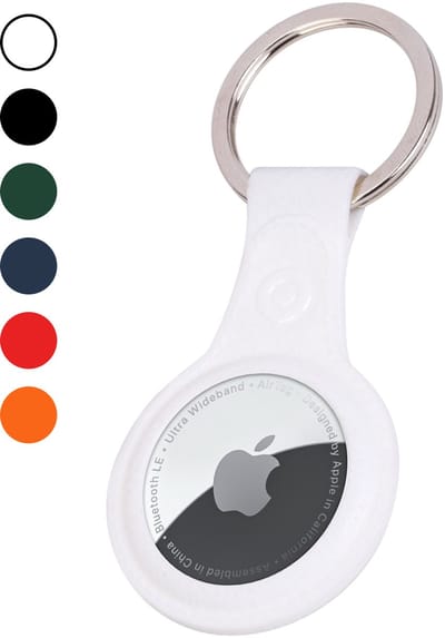 Hoesje Geschikt voor Apple AirTag 2e generatie Sleutelhanger Hoes Leren - Leder Look Hoesje Geschikt voor Apple AirTag 2-Sleutelhanger Hoesje Case - Wit