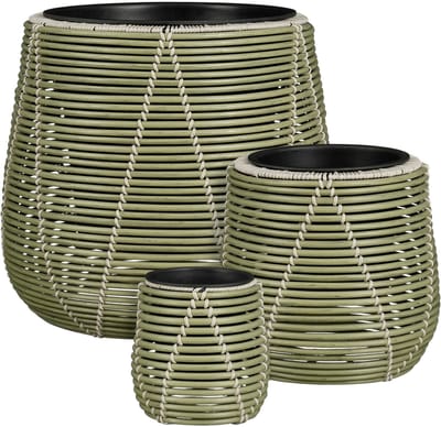 Mica Decorations Cancun Bloempot – Set van 3 – Plantenpot voor Bloemen en Kamerplanten – Bloempotten voor Buiten – Gerecycled Plastic – Lichtgroen