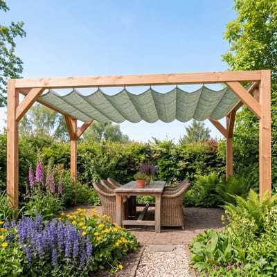 Harmonica schaduwdoek 370x370cm Moonstone Green - Exclusief Bevestigingsmateriaal