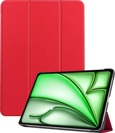 Hoesje Geschikt voor Apple iPad Air 6 (2024) - 11 inch - 6e Generatie - M2 - Dun & Stevig - Trifold Bookcase - Hard Cover - Hardcover Book Case - Tablet Hoes - Rood
