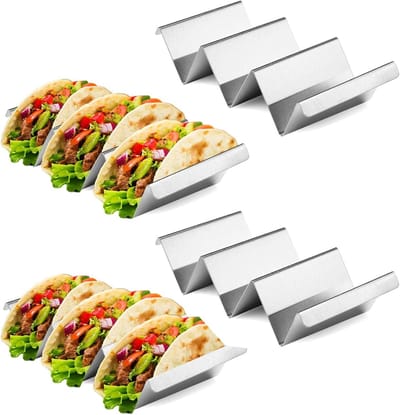 Taco houders set van 4, roestvrijstalen tortilla houders, geschikt voor oven en vaatwasser, ideaal voor tacos, sandwiches en hotdogs