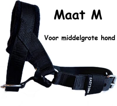 Hoofdhalster hond - Anti trek - Zwart - Gevoerd - Maat M - Antitrek hoofdhalster hond - Hoofdhalster hond - Antitrek hond - Trainingshalsband