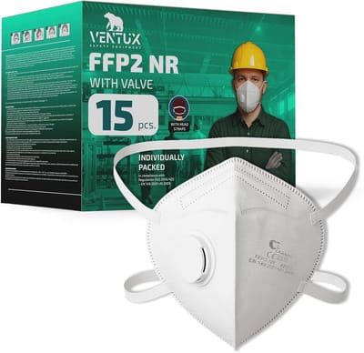 Stofmaskers met ventiel - Adembescherming - Bouw en Industrie - Gecertificeerde Filtratie - 15 Stuks - Wit