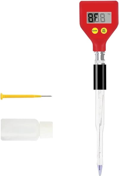 pH Meter Bodem - Waterkwaliteit Tester - Planten Verzorgen - Glazen Elektrode - 0-14 pH - Grijs