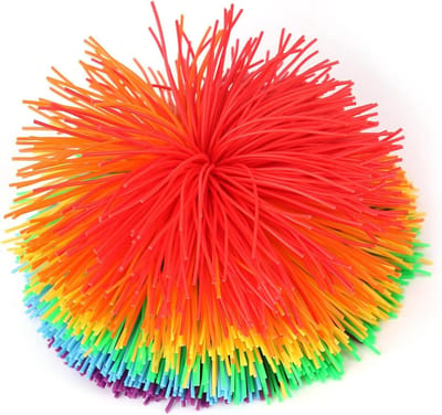 Kleurrijke Zintuiglijke Siliconen Aap Vezelige Ballen - Zachte Regenboog Pom Bouncy Stress Relief Ballen