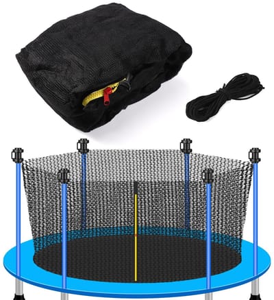 Dailygoods- Trampolinenet Vervanging 4,27m - Veiligheidsnet met Verstelbare Riem - Dubbele Ritssluiting - 13m Touw - PE Materiaal - Zwart - Trampoline Net