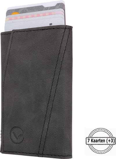 VEXON - Wallet pro - Premium Wallet Slim - Pasjeshouder Zwart - 7 Pasjes + Briefgeld - RFID Creditcardhouder - Pasjeshouder Mannen & Vrouwen - Pasjeshouder Uitschuifbaar - Kaarthouder - Kaarthouder Pasjes - Zwart