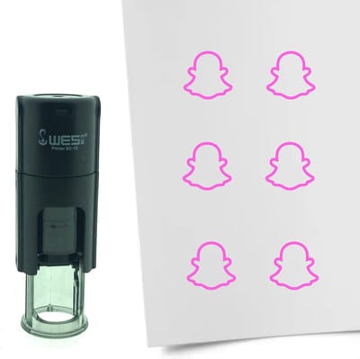 CombiCraft Stempel Snapchat logo 10mm rond - Roze inkt