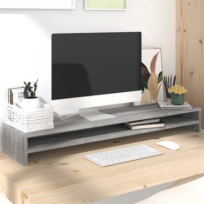 vidaXL - Monitorstandaard - 100x24x13 - cm - bewerkt - hout - grijs - sonoma - eiken