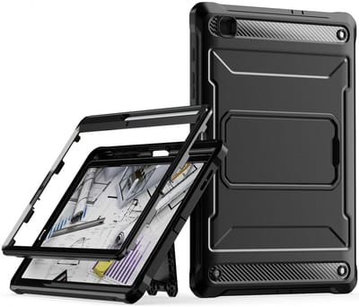 Hoes met Ingebouwde Screen Protector Geschikt voor Samsung Galaxy Tab S6 Lite | Full Protect Cover met Standaard | Beschermhoes Tegen Vallen | Extreme Bescherming | Zwart