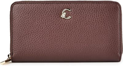 COCCINELLE Leren portemonnee C-Me Wallet Grained Leather Berry donkerpaars