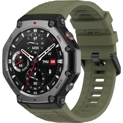 Strap-it Siliconen smartwatch bandje met gespsluiting - geschikt voor de Amazfit T-Rex 3 (olijfgroen)