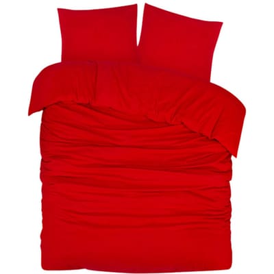 DoubleDry Dekbedovertrek Flanel 100% Zacht Katoen - Tweepersoons 200x200/220 cm + 2 Kussenslopen - Ademend & Huidvriendelijk - Fel Rood