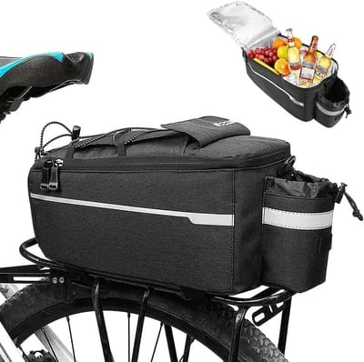 Multifunctionele achterbagagedrager van 10 liter met afneembaar fietszadel, schoudertas, zwart, snelkoelend.