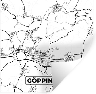 Muurstickers - Sticker Folie - Plattegrond - Göppingen - Kaart - Stadskaart - 100x100 cm - Plakfolie - Muurstickers Kinderkamer - Zelfklevend Behang XXL - Zelfklevend behangpapier - Stickerfolie