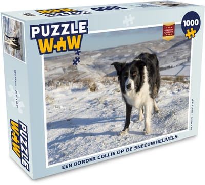 Puzzel Een border collie op de sneeuwheuvels - Legpuzzel - Puzzel 1000 stukjes volwassenen