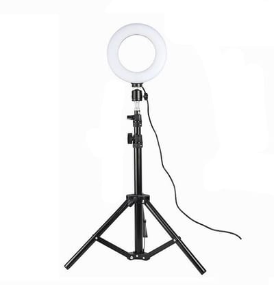 Draaibare lichtring met voet, LED, 20 cm - zwart
