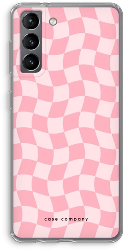 Case Company® - Hoesje geschikt voor Samsung Galaxy S21 hoesje - Grid Roos - Soft Cover Telefoonhoesje - Bescherming aan alle Kanten en Schermrand