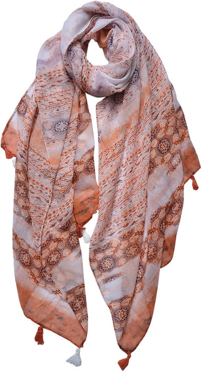 Juleeze Sjaal Dames Print 90x180 cm Oranje Synthetisch