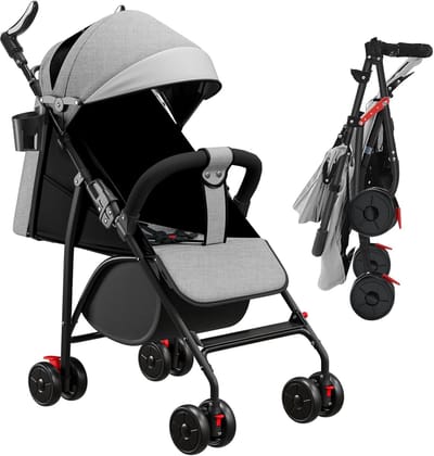 Kinderwagen - Babyvervoer - Reizen met baby - Lichtgewicht en compact - 72x41x15 cm - Grijs