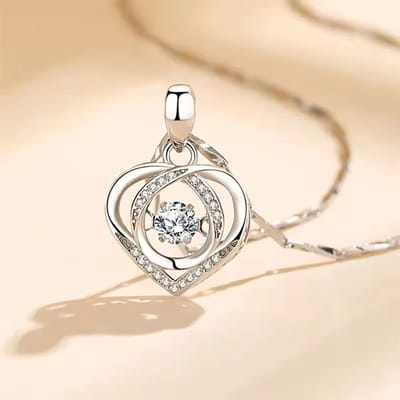 Ketting met hanger hart zirkonia 125 zilver