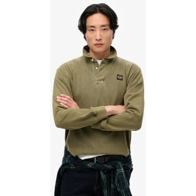 Superdry Rugbyshirt met Lange Mouwen en Contrasterend Stiksel Donkergrijs Grootte: Xxl
