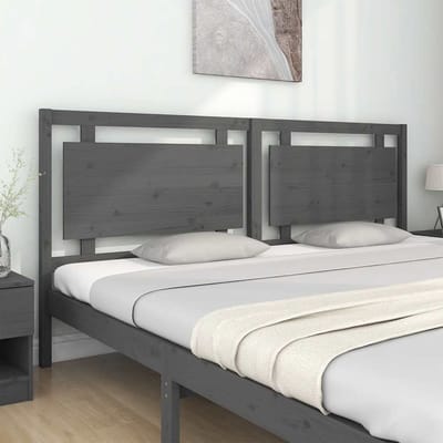 vidaXL - Hoofdbord - 205,5x4x100 - cm - massief - grenenhout - grijs