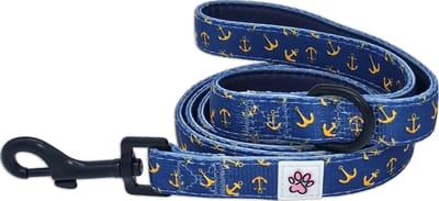 Hondenriem - Leiband Hond - Kleurrijke Honden Riem - Blauw - Ankers - All Paws on Deck - Paw My God! - Maat M