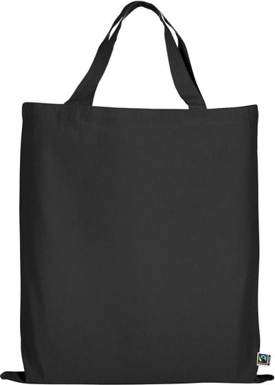 Fairtrade Katoenen Tas met Korte Hengsels - 38x42 cm - 140 g/m² - 100% Biologisch - 10 Stuks - Zwart
