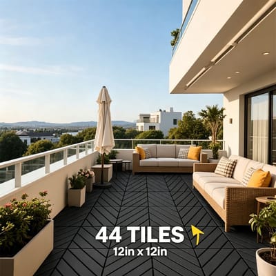 Intebiki Vloertegels - Composiet Terrastegels met Kliksysteem - 44 Stuks - 30x30 cm - Waterdicht - Balkonvloer - Geschikt voor Binnen- en Buitengebruik - Donkergrijs - Terrastegels met Kliksysteem - Geschikt voor Zwembad, Balkon, Achtertuin, etc.