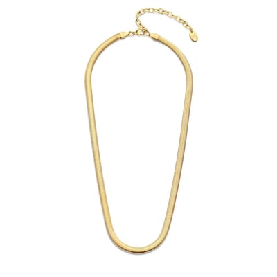 CO88 Collection 8CN-26274 Stalen Ketting - Dames - Slangschakel - 5,3 mm Breed - 2,8 mm Dik - 38 + 7 cm - Goudkleurig