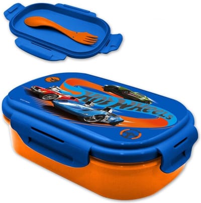 Hot Wheels Lunchtrommel - Lunchbox - Met Bestek (Vork / Lepel) - School Trommel