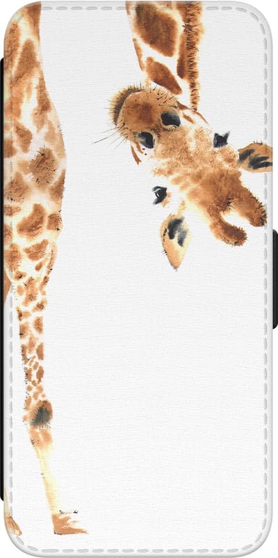 Leuke Telefoonhoesjes - Hoesje geschikt voor Samsung Galaxy A34 bookcase leer - Giraffe - Giraffe - Wallet Case met pasjeshouder - Giraffe - Beige