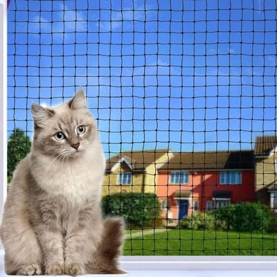 Kattennet Balkon - Balkonbeveiliging Kat - Veiligheid Buiten - Draadversterkt HDPE - 5 x 2 m - Zwart