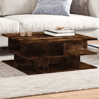 vidaXL - Salontafel - 70x70x29 - cm - bewerkt - hout - gerookt - eikenkleurig