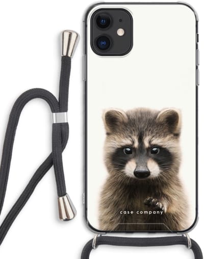 Case Company® - Hoesje met koord geschikt voor iPhone 11 hoesje met Koord - Rocco - Telefoonhoesje met Zwart Koord - Bescherming aan alle Kanten en Over de Schermrand