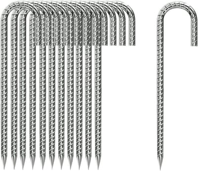Grondharingen Heavy Duty - Tentstokken Ankers - Buiten Stabiliseren - Gegalvaniseerd Anti-Roest - 305 cm 16 Stuks - Zilver