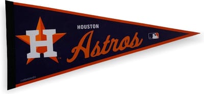 USArticlesEU - Houston Astros - MLB - Vaantje - Baseball - Honkbal -  Sportvaantje - Pennant - Wimpel - Vlag - Oranje/Blauw/Wit - 31 x 72 cm