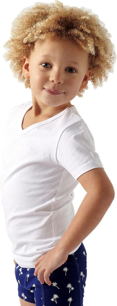 Little Label Ondergoed Jongens - T shirt Jongens Maat 92 - Wit - Zachte BIO Katoen - 3 Stuks - V-hals basic T shirt jongens - Voordeelset