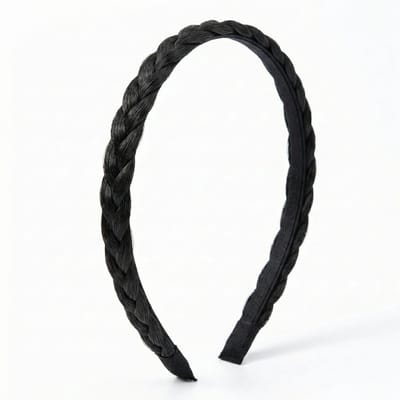 Zwart haarband dames – kunststof haarband met gevlochten detail – stijlvolle brede hoofdband met vlecht structuur